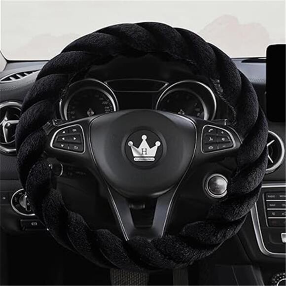 Luxury Fluffy Winter Car Steering Wheel Cover for Women Soft Warm Plush Cute - Picture 8 of 8